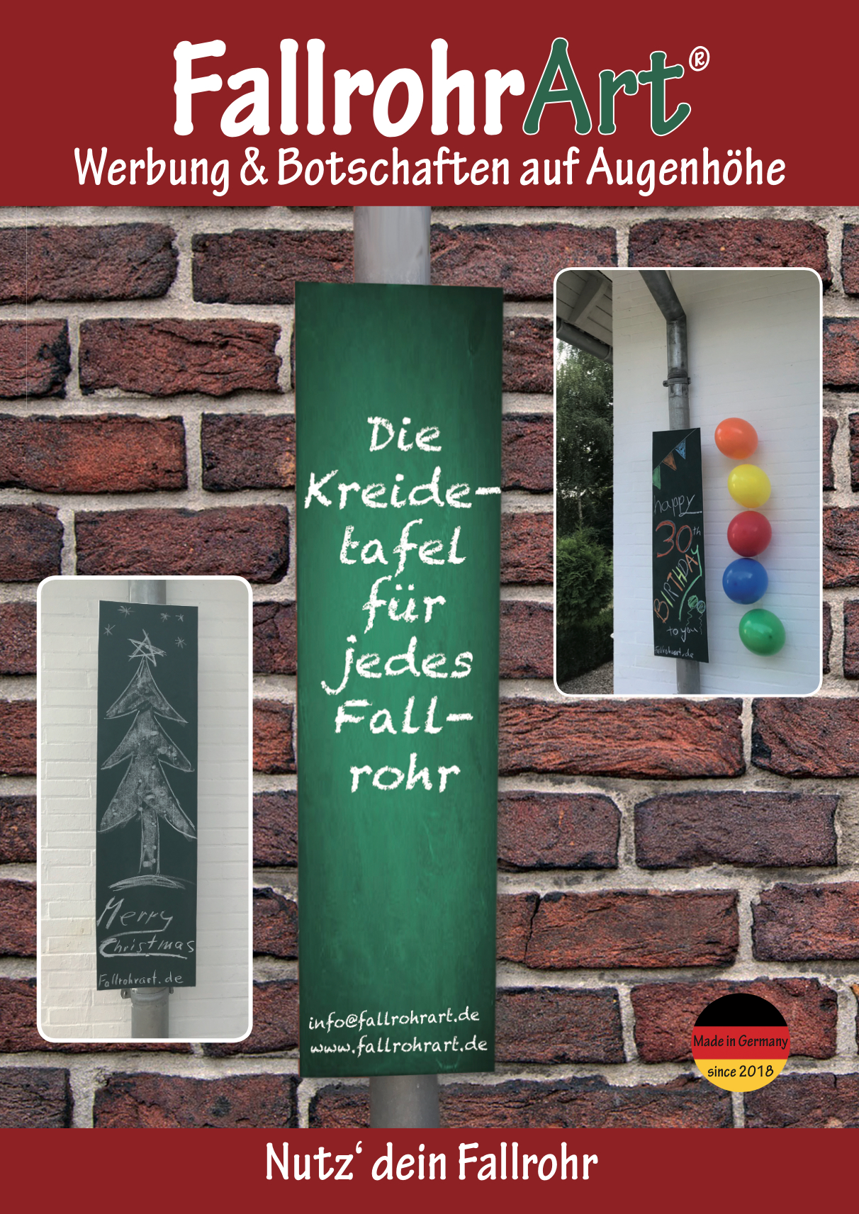 Die Kreidetafel für jedes Fallrohr